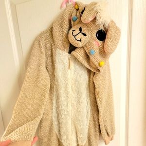 Cozy Llama girls onesie with POCKETS!